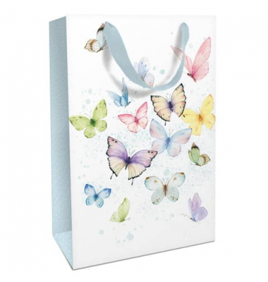 Geschenktasche 1583-25004, allgemein, Schleifenband, Schmetterlinge bunt, 240mm x 360mm