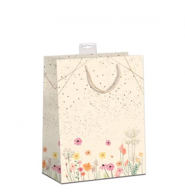 Geschenktasche 7549-2104-L, allgemein, Baumwollband & Eurolochvorrichtung, Blumenwiese, 320mm x 320mm