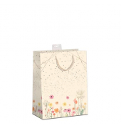 Geschenktasche 7549-2104-M, allgemein, Baumwollband & Eurolochvorrichtung, Blümchen, 180mm x 230mm