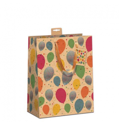 Geschenktasche 7549-0035-L, allgemein, Baumwollband & Eurolochvorrichtung,Hologrammfolie, Luftballons, 320mm x 320mm