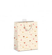 Geschenktasche 7549-2302-M, allgemein, Farbige Metallicfolie, Baumwollband & Eurolochvorrichtung, Herzen, 180mm x 230mm