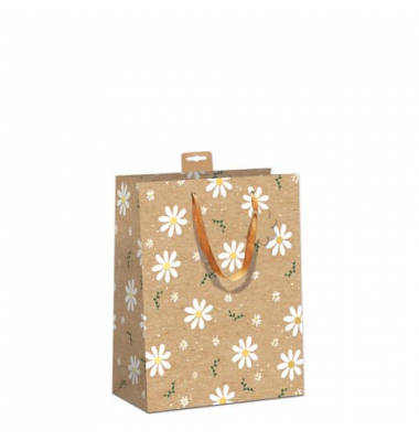 Geschenktasche 7549-2406-M, allgemein, Schleifenband mit Anhänger, Blümchen, 180mm x 230mm