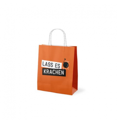 Geschenktasche 991301, allgemein, gedrehte Papierkordel, LASS ES KRACHEN, 20cm x 24cm