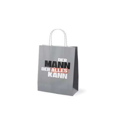 Geschenktasche 991302, für Herren, gedrehte Papierkordel, DER MANN DER ALLES KANN, 200mm x 240mm