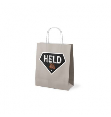 Geschenktasche 991304, gedrehte Papierkordel, HELD DES TAGES, 200mm x 240mm
