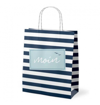 Geschenktasche 991842, allgemein, gedrehte Papierkordel, Moin, 20cm x 24cm