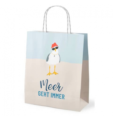 Geschenktasche 991851 Meerfreunde , allgemein, gedrehte Papierkordel, Möwe, 20cm x 24cm
