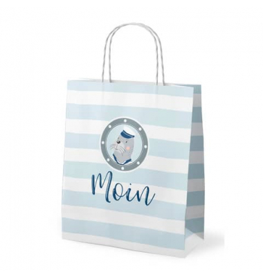 Geschenktasche 991852 Meerfreunde , allgemein, gedrehte Papierkordel, Robbe, 20cm x 24cm