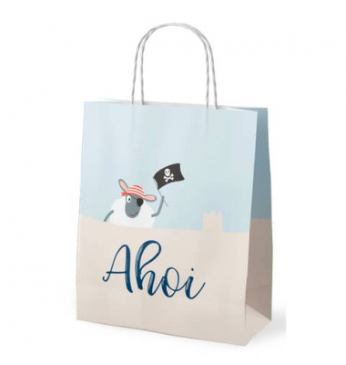 Geschenktasche 991854 Meerfreunde , allgemein, gedrehte Papierkordel, Schaf, 20cm x 24cm