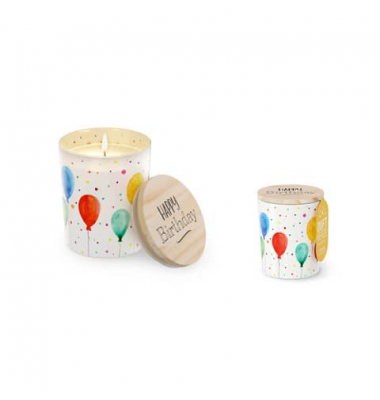 Duftkerze 651239 Happy Birthday mehrfarbig 7x7x8,5cm ca. 30 Stunden Brenndauer