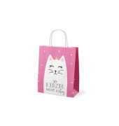 Geschenktasche 991581, allgemein, gedrehte Papierkordel, Katze, 200mm x 240mm