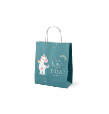 Geschenktasche 991582, allgemein, gedrehte Papierkordel, Einhorn, 200mm x 240mm