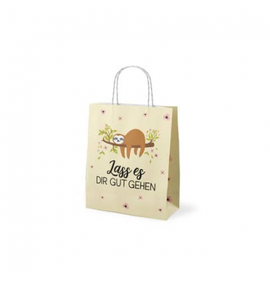Geschenktasche 991677 Zoofreunde, allgemein, gedrehte Papierkordel, Faultier, 200mm x 240mm