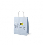 Geschenktasche 991589, allgemein, gedrehte Papierkordel, Be happy Biene, 200mm x 240mm