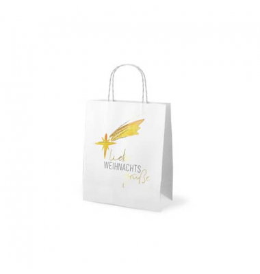 Geschenktasche 991172, Weihnachten, gedrehte Papierkordel, Stern mit Schweif, 180mm x 220mm