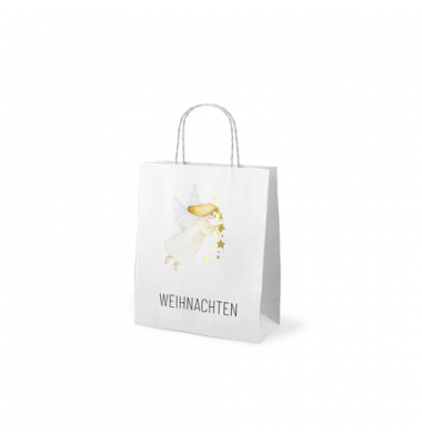 Geschenktasche 991174, Weihnachten, gedrehte Papierkordel, Engel, 180mm x 220mm