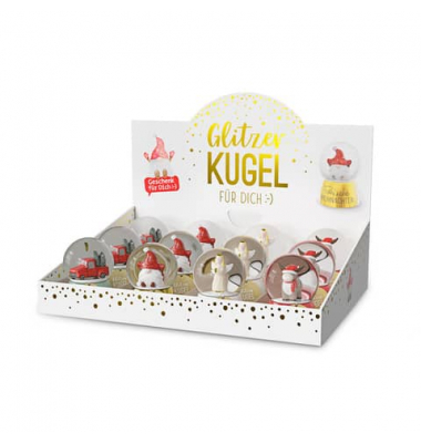 Schneekugel Glitzer Love Xmas sortiert