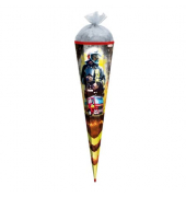 Schultüte 85cm Feuerwehrmann Silbertüll