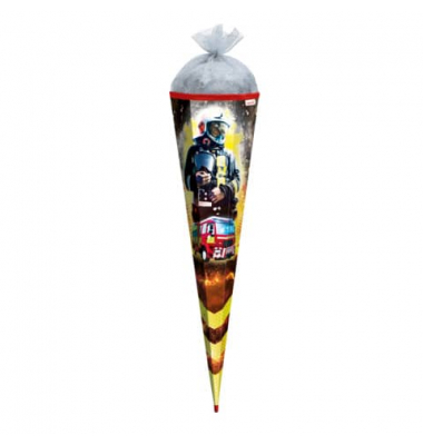 Schultüte 85cm Feuerwehrmann Silbertüll