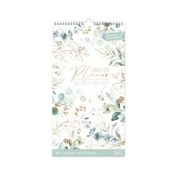 4029357084071 - Familienplaner 24 25 Wand-Kalender 5-spaltig 18 Monate [Blattgold]