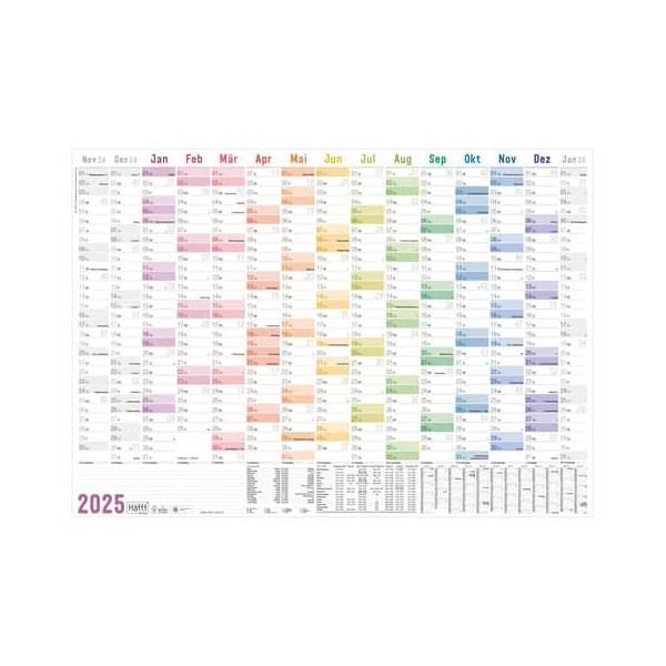 4029357084767 - Wandkalender 2025 A1+ [Rainbow] 89cm x 63cm gefalzt mit Extra A4-Übersicht Eurolochung