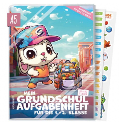 Hausaufgabenheft 8522-6 / Hausaufgaben Lineatur / keine, A5, 80g, bunt, 56 Blatt / 112 Seiten