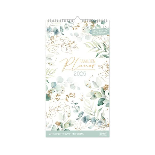4029357085467 - Familienplaner 2025 Wand-Kalender 5-spaltig 12 MONATE [Blattgold]