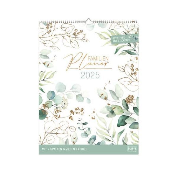 4029357085948 - Familienplaner XXL 2025 Wand-Kalender 7-spaltig 12 MONATE [Blattgold]
