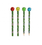 Bleistift Bleistift mit Fußball, 960672, Härte HB, grün, mit Radiergummi