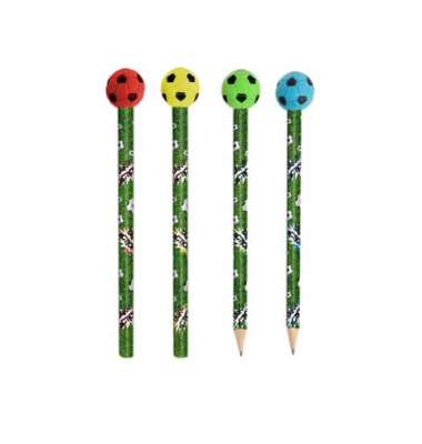 Bleistift Bleistift mit Fußball, 960672, Härte HB, grün, mit Radiergummi