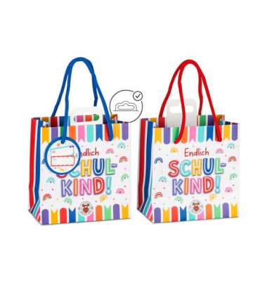 Geschenktasche 962799, Schuleinführung, geflochtenen Nylonschnüren , Geschenkanhänger, für Schulkind, 125mm x 124mm