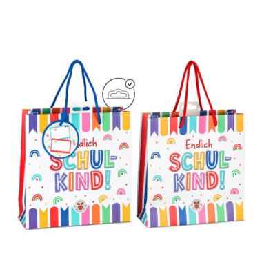 Geschenktasche 962805 ABC Champions, Schuleinführung, geflochtenen Nylonschnüren, Geschenkanhänger, für Schulkind, 220mm x 220mm