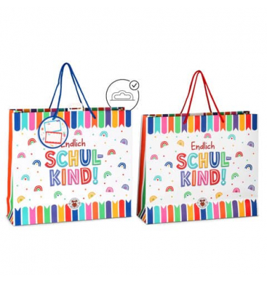 Geschenktasche 962812 ABC Champions, Schuleinführung, geflochtenen Nylonschnüren,Geschenkanhänger, für Schulkind, 355mm x 305mm