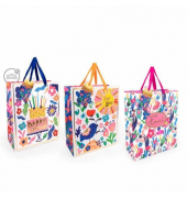 Geschenktasche 963178, Geburtstag, Traggriffe Nylonstoff,Geschenkanhänger. Inkl. abtrennbarem Euro-Slot , sortiert, 260mm x 340m