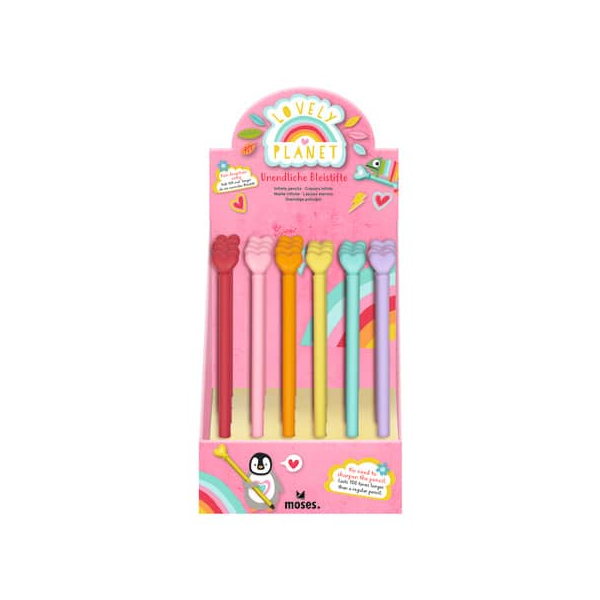 24 Stück Moses Bleistift-Set Lovely Planet, 26288, Härte weich, rot, rosa, orange, gelb, türkis, lila 4033477262882 Moses