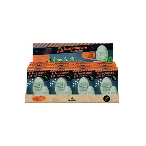 12 Stück Moses Ausgrabungsei Dino-Skelett 4033477402622 Moses