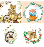 Motivserviette 33x33cm Herbst Kind sort.