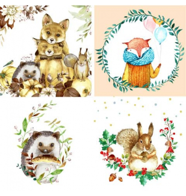 Motivserviette 33x33cm Herbst Kind sort.