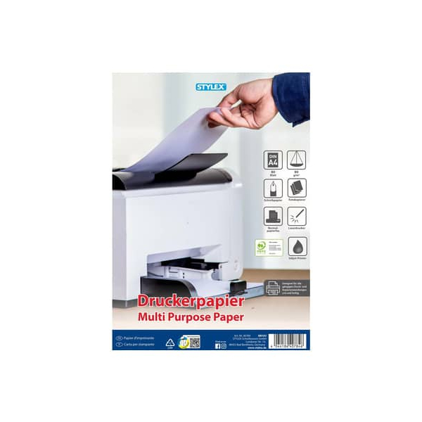 5 Stück Stylex Kopierpapier 40784 A4 80g weiß  4044186407846 Stylex 80 Blatt