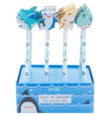 Bleistift Bleistift Hai, 42142, Härte HB, weiß, mit Radiergummi