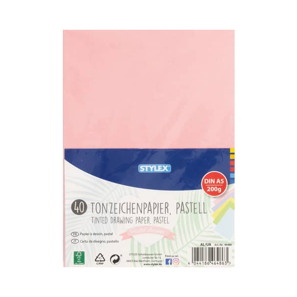 4044186464863 - Tonzeichenpapier A5 40BL Pastellfarben 4044186464863 Stylex 4044186464863 - Tonzeichenpapier A5 40BL Pastellfarben 4044186464863 Stylex