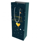 Geschenktasche 462003, Geburtstag, Kordel mit Anhänger, Happy Birthday, Herz und Punkte, 125mm x 330mm