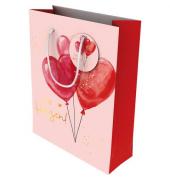 Geschenktasche 463003, Liebe, mit Tragekordel / Geschenkanh&auml;nger, von Herzen+Luftballons, 18cm x 23cm