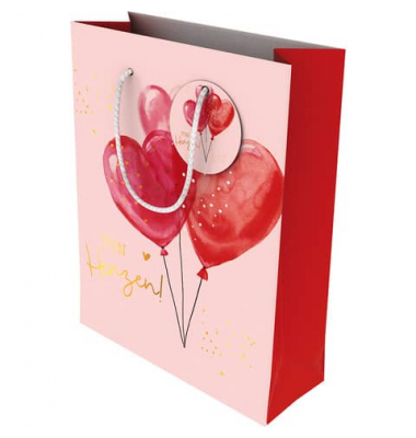Geschenktasche 463003, Liebe, mit Tragekordel / Geschenkanh&auml;nger, von Herzen+Luftballons, 18cm x 23cm