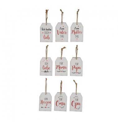 Deko Schild Geschenke weißrot sort.