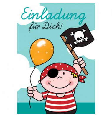 Einladungskarten 50-002 115mm x 165mm (BxH) Pirat bunt
