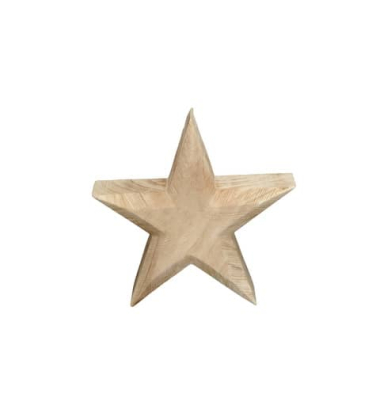 Weihnachtsfigur Holzstern 30x30x10 cm hellbraun  591756030726
