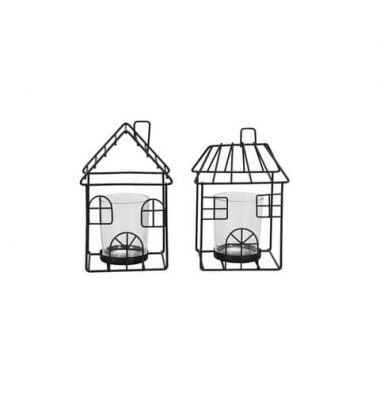 Windlicht 650178015826 Haus schwarz 10x14,5cm 