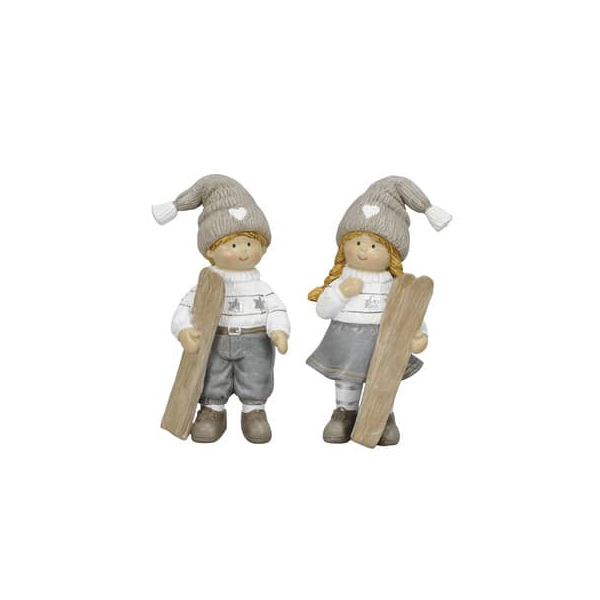6 Stück Alpedia Weihn.Figur Kind mit Ski graubraun sort 4060706062432 Head
