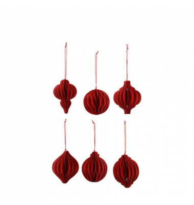 Weihn. Behang 6ST Ornament rot